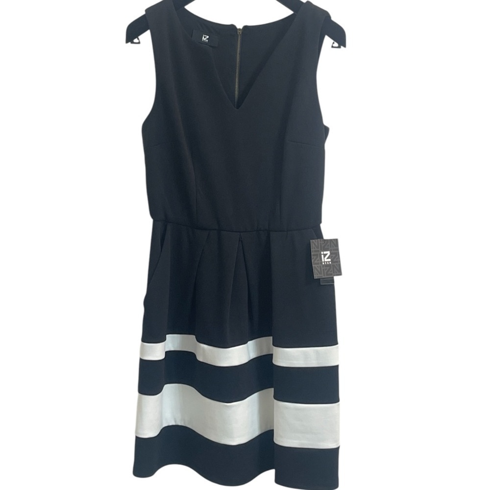 Iz Byer Black and White Striped Dress - Size 7 (New with Tags) Fit and Flare